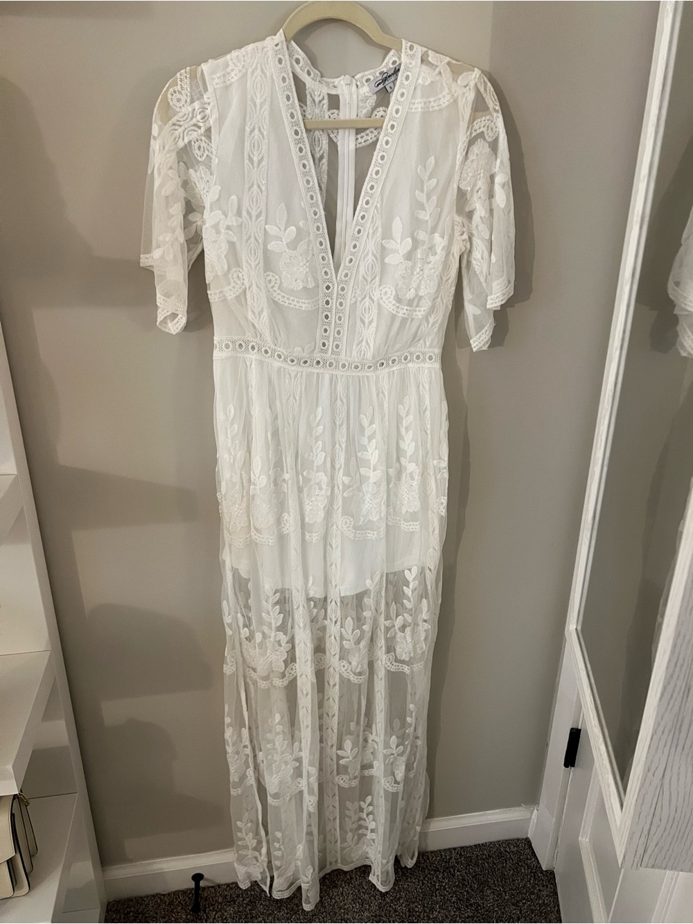 Magnolia White Lace Embroidered Maxi Dress